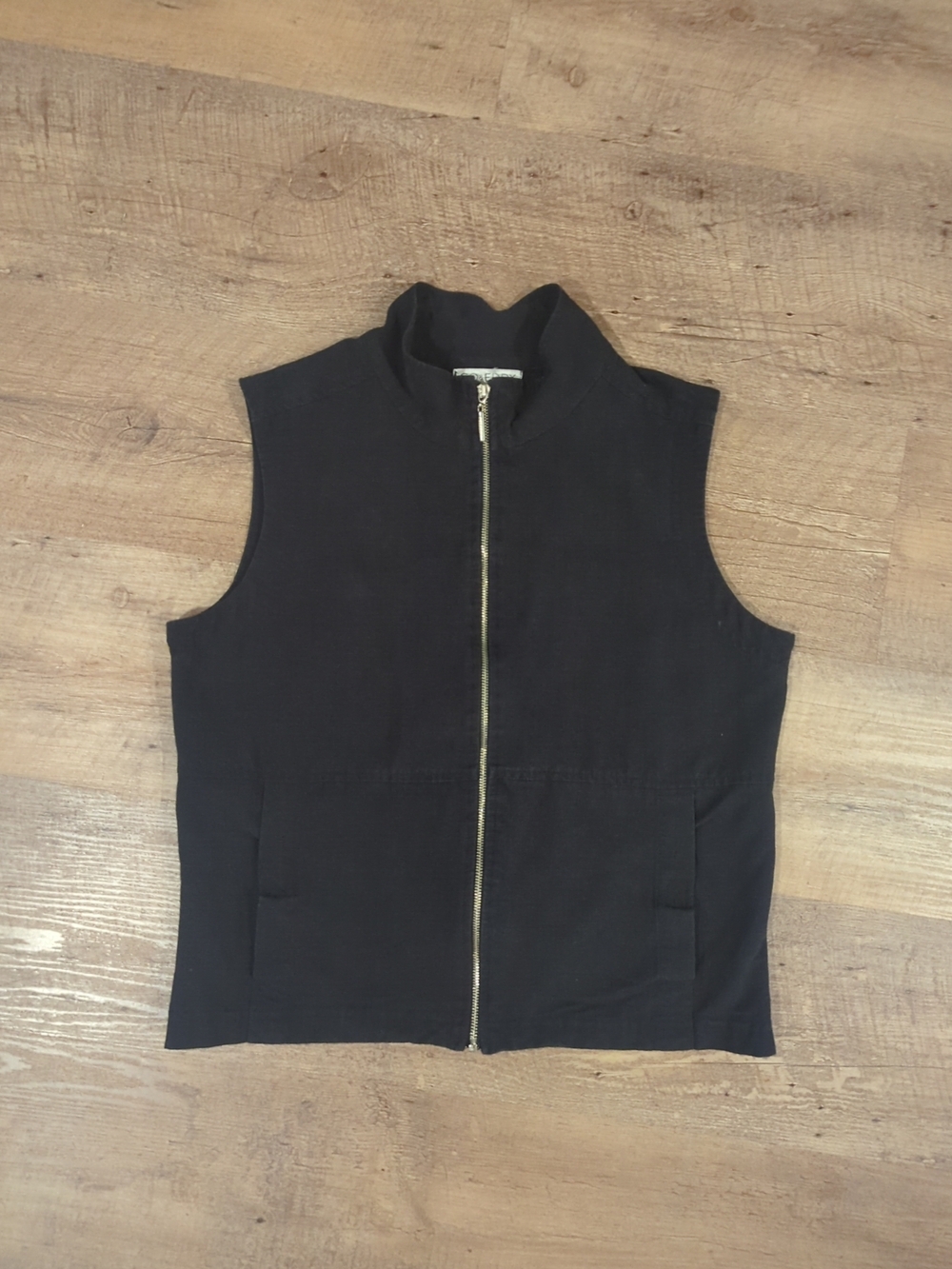 Black Sleeveless Zip Front Vest